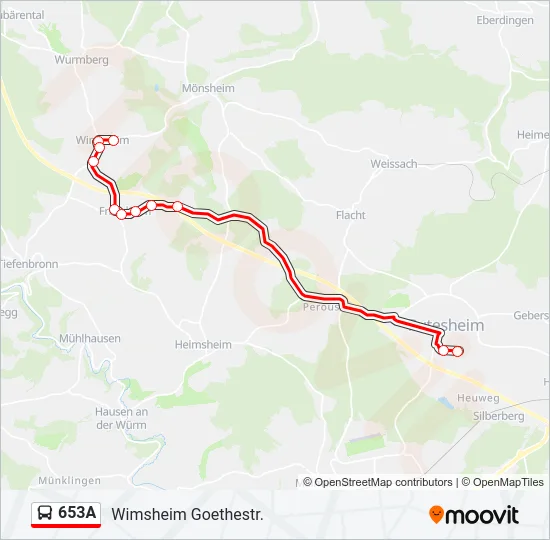 653A Bus Line Map