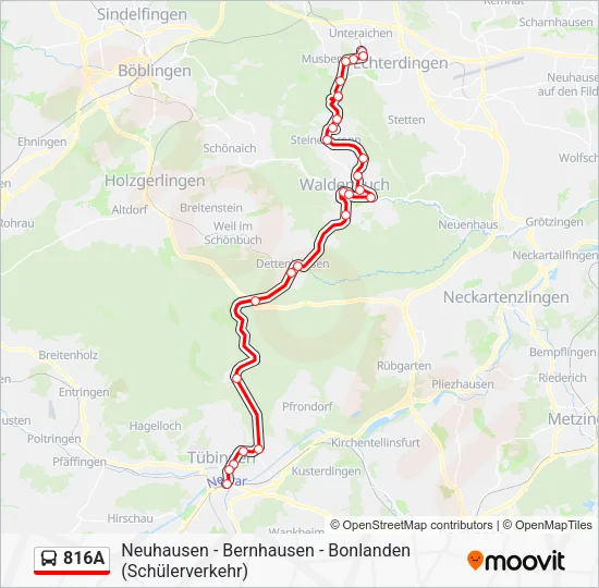 Автобус 816A: карта маршрута
