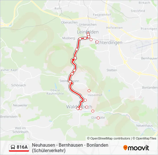 Автобус 816A: карта маршрута
