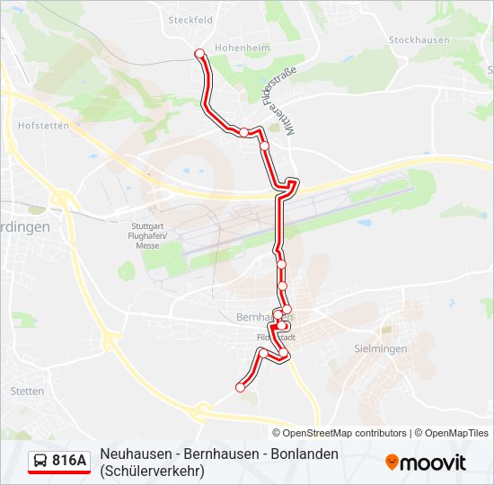 816A Bus Line Map