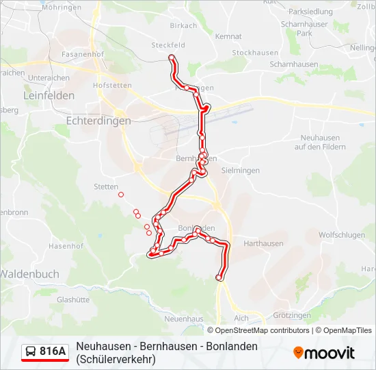 816A Bus Line Map