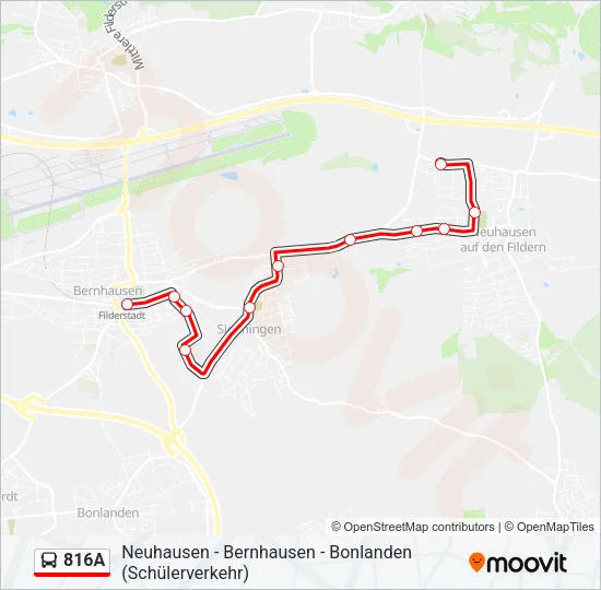 816A Bus Line Map