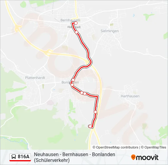 816A Bus Line Map