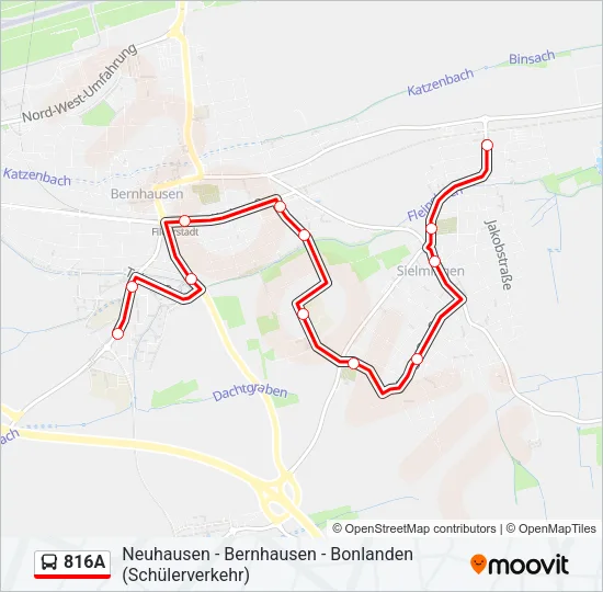 816A Bus Line Map