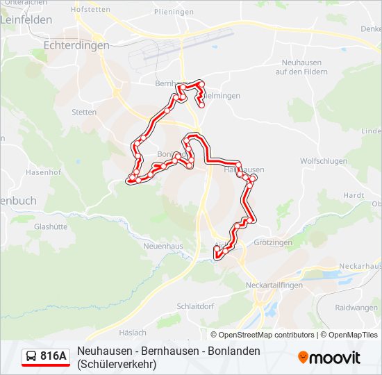 Автобус 816A: карта маршрута