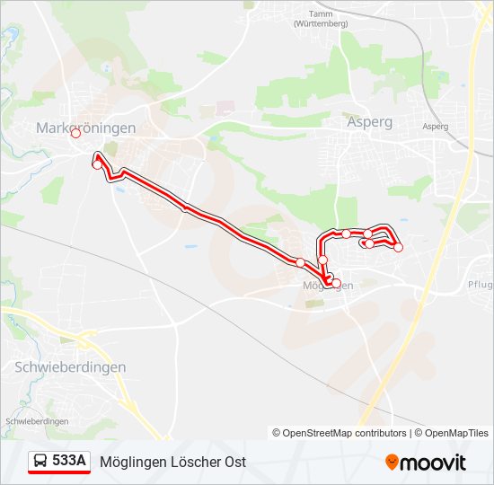 Автобус 533A: карта маршрута