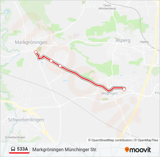 533A Bus Line Map