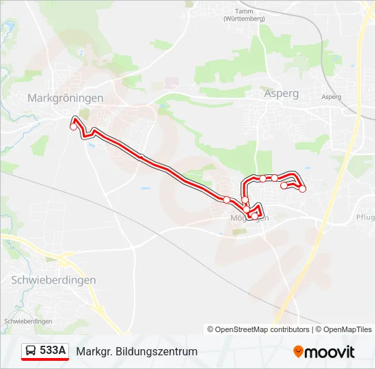 533A Bus Line Map