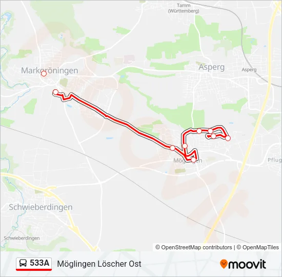 533A Bus Line Map