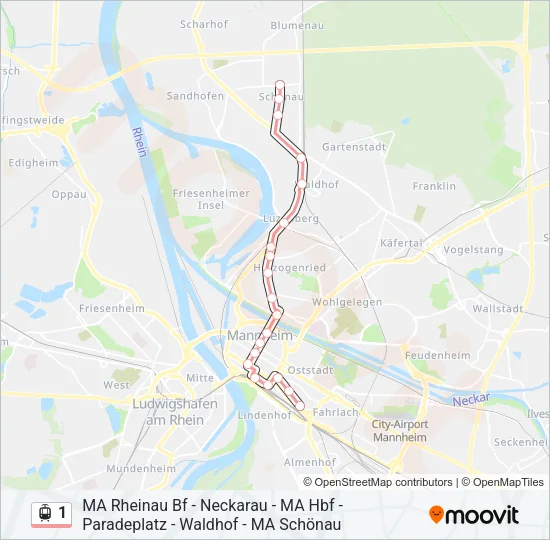1 Light Rail Line Map