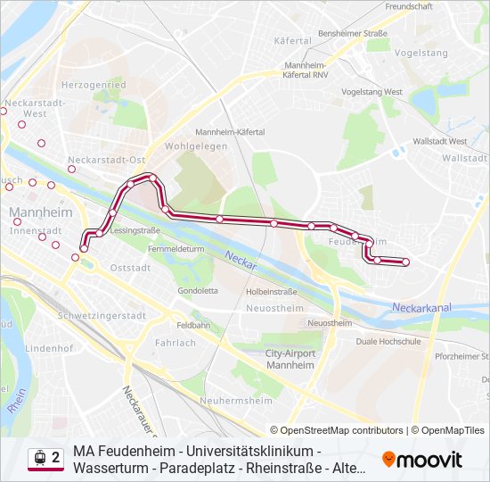 Трамвай 2: карта маршрута