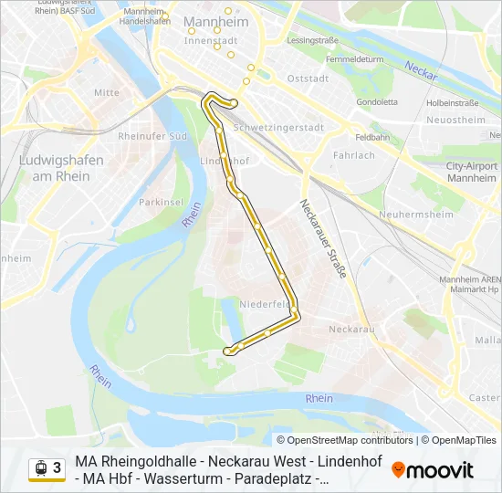 Straßenbahnlinie 3 Karte