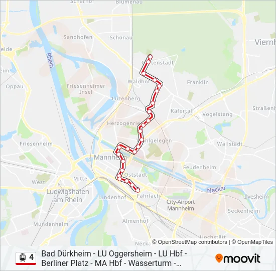 Straßenbahnlinie 4 Karte