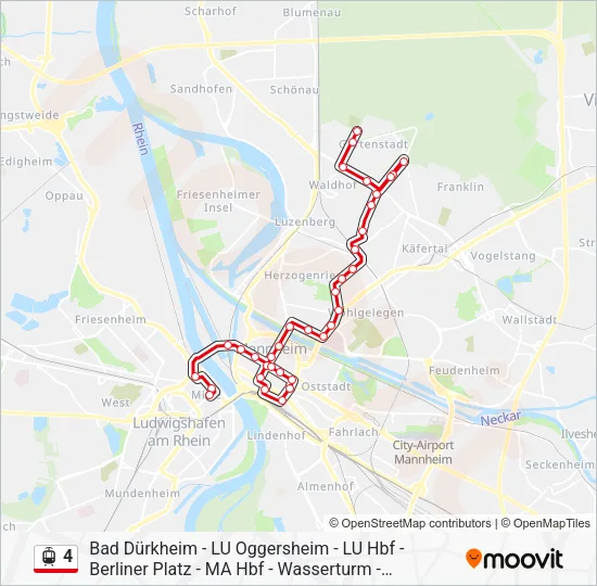 Трамвай 4: карта маршрута