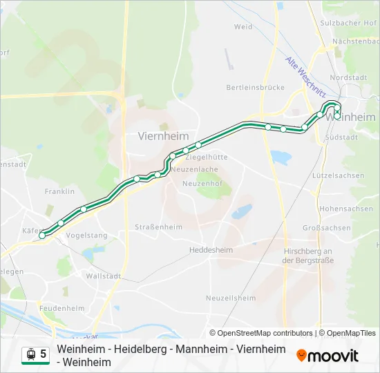 Трамвай 5: карта маршрута