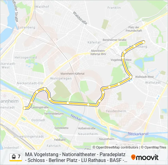 Straßenbahnlinie 7 Karte