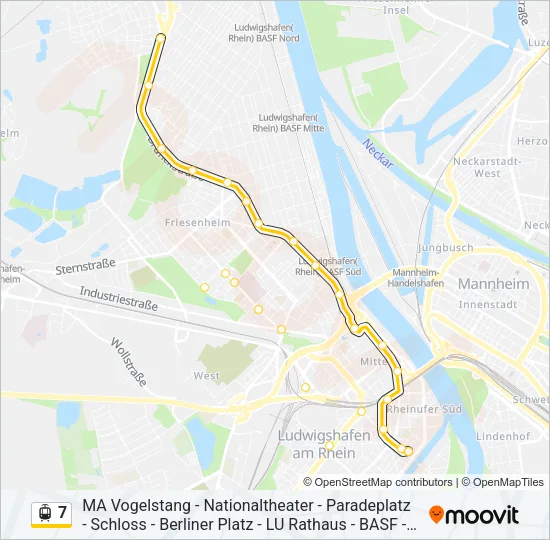 Straßenbahnlinie 7 Karte