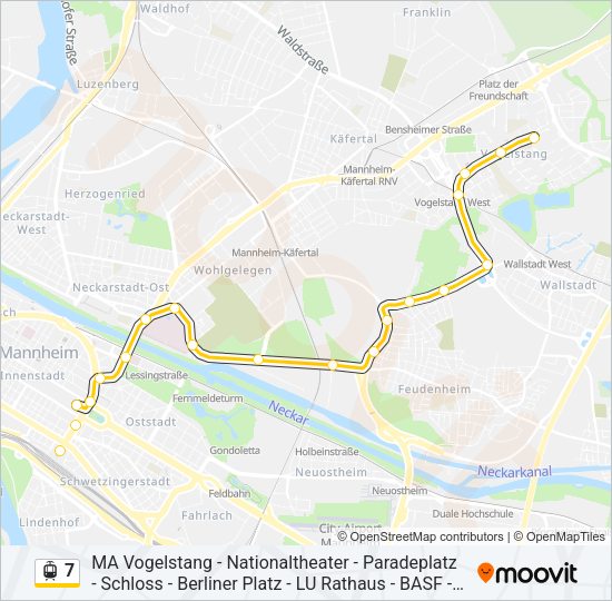 Трамвай 7: карта маршрута