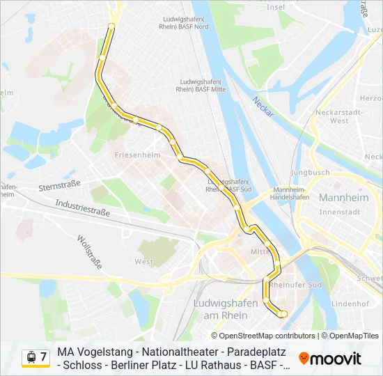 Straßenbahnlinie 7 Karte