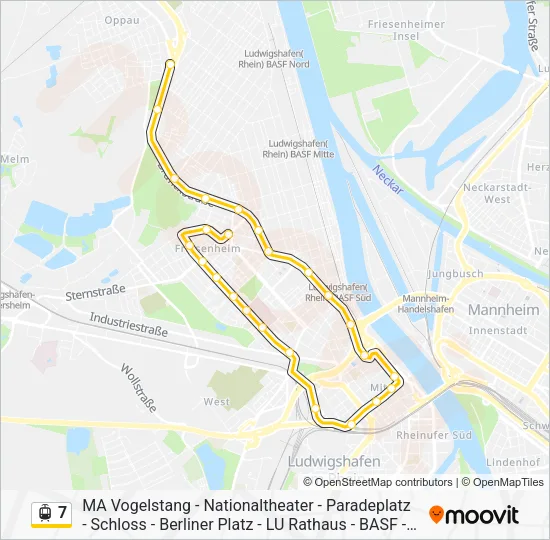 Трамвай 7: карта маршрута