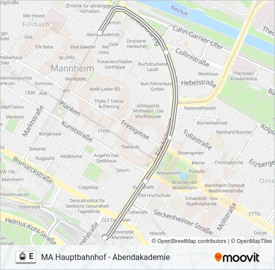 Straßenbahnlinie E Karte