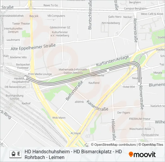 Straßenbahnlinie E Karte