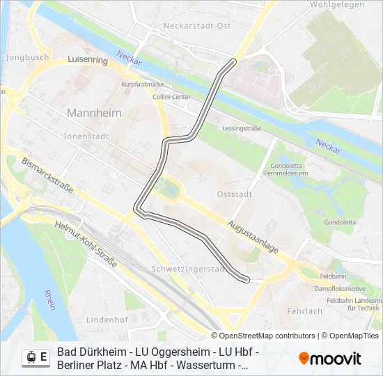 Straßenbahnlinie E Karte