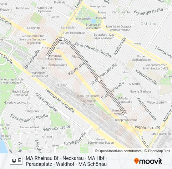 Straßenbahnlinie E Karte
