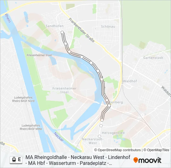Straßenbahnlinie E Karte