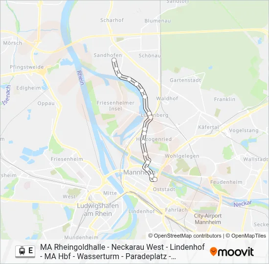 Straßenbahnlinie E Karte