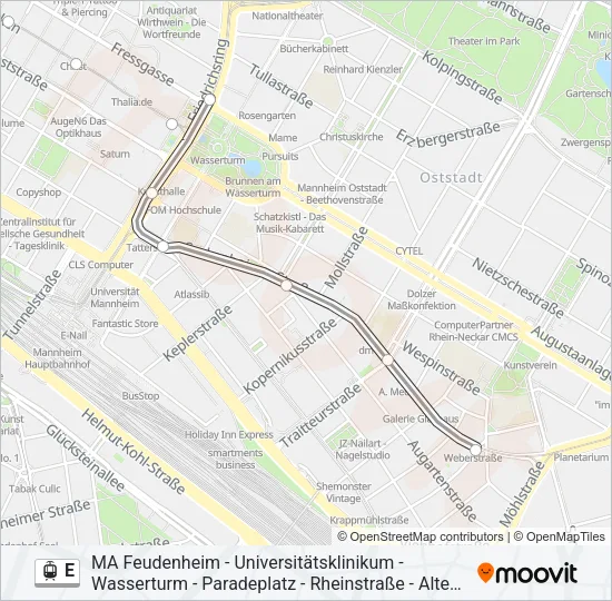 Straßenbahnlinie E Karte