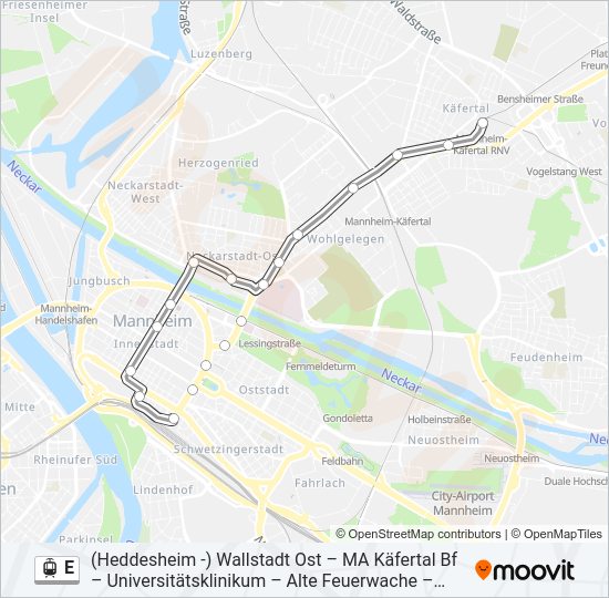 Straßenbahnlinie E Karte