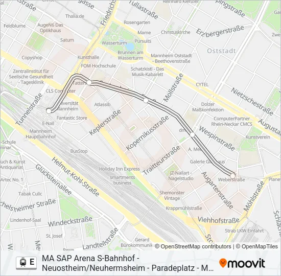 Straßenbahnlinie E Karte
