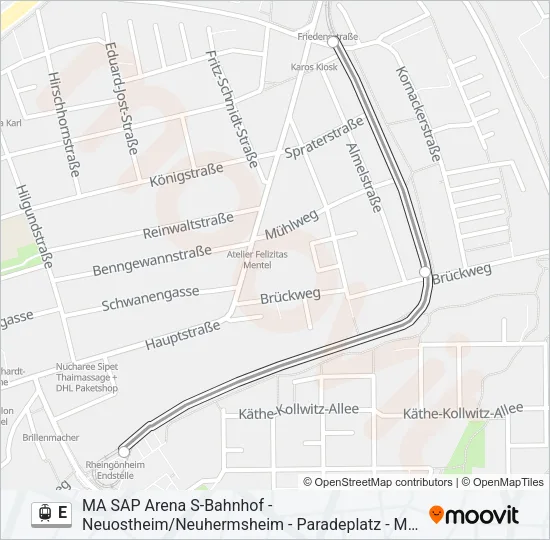 Straßenbahnlinie E Karte