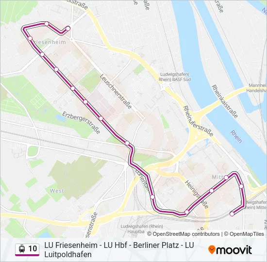 Straßenbahnlinie 10 Karte