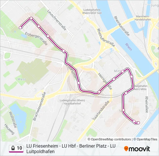 Straßenbahnlinie 10 Karte