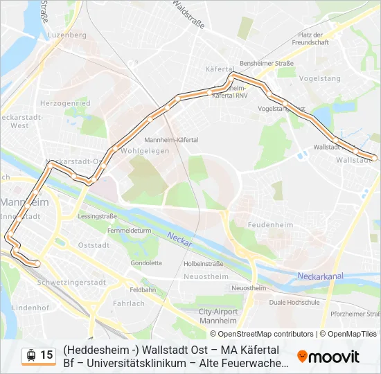 Straßenbahnlinie 15 Karte