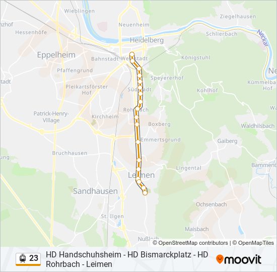 Трамвай 23: карта маршрута