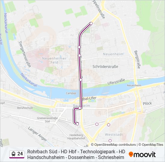 Трамвай 24: карта маршрута