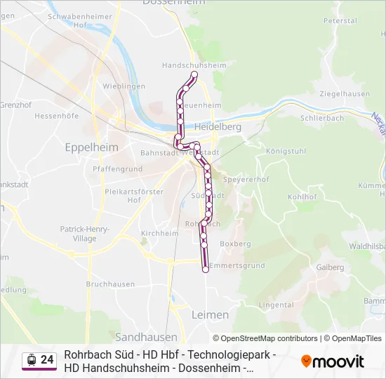 Трамвай 24: карта маршрута