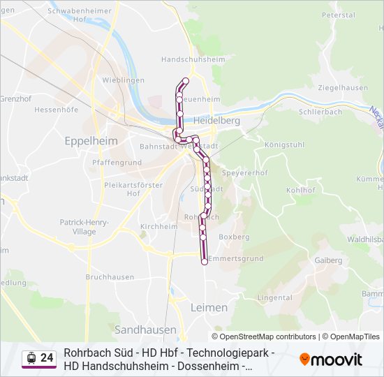 Straßenbahnlinie 24 Karte