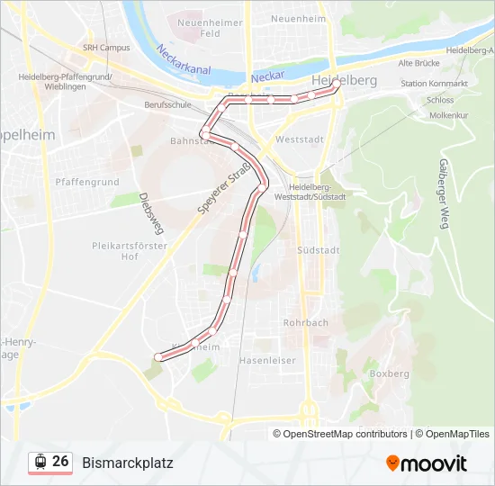 Straßenbahnlinie 26 Karte