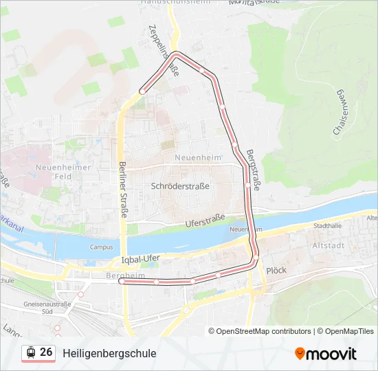 Straßenbahnlinie 26 Karte