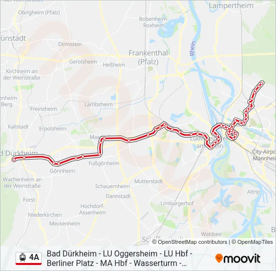 Straßenbahnlinie 4A Karte