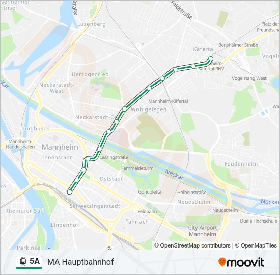 Трамвай 5A: карта маршрута
