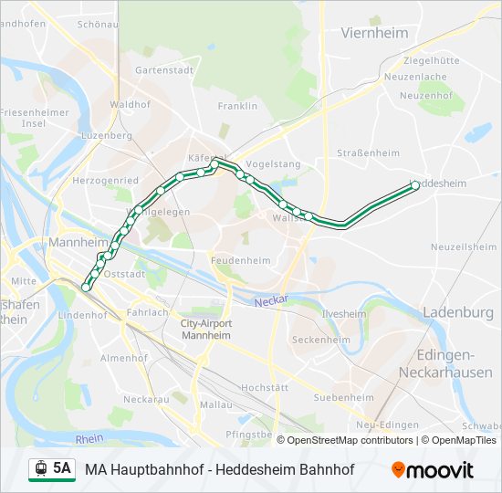 Трамвай 5A: карта маршрута