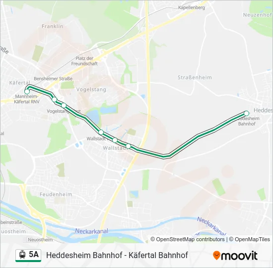 Трамвай 5A: карта маршрута
