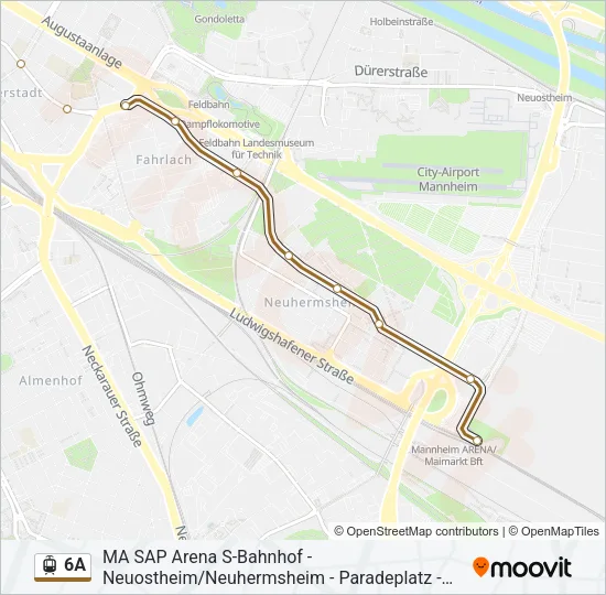 Трамвай 6A: карта маршрута