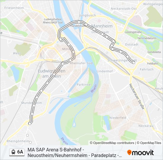 Трамвай 6A: карта маршрута