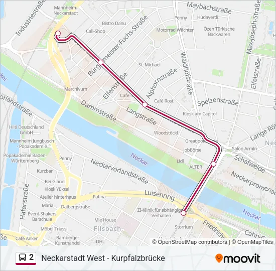 2 Bus Line Map